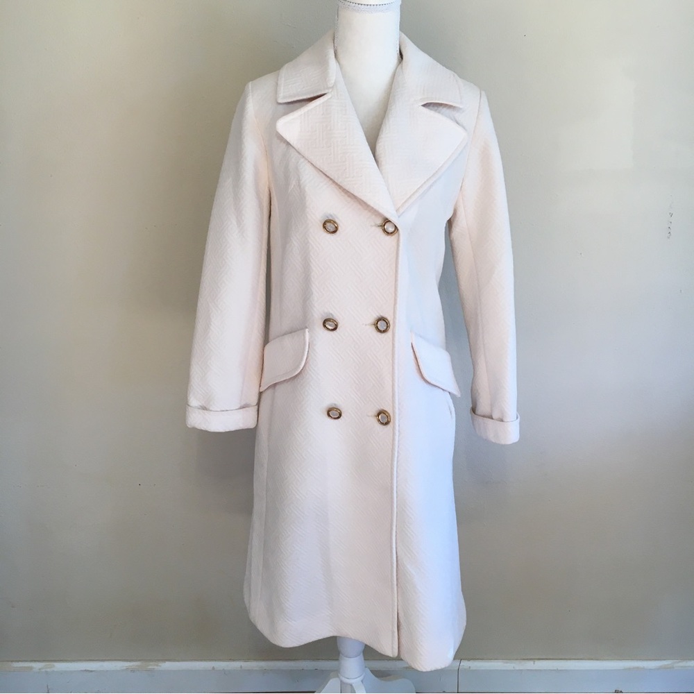 Vintage Sears Fashions Double Breast Textured Coat Jacket Ivory S